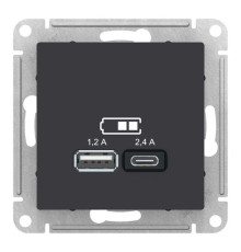 Розетка 2xUSB Systeme Electric ATLASDESIGN, карбон