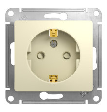 Розетка Systeme Electric GLOSSA, скрытый монтаж, с заземлением, со шторками, бежевый
