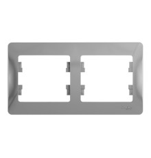 Рамка 2 поста Systeme Electric GLOSSA, горизонтальная, алюминий