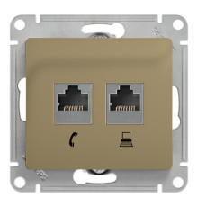 Розетка 2xRJ11+RJ45 Cat.5 Systeme Electric GLOSSA, титан