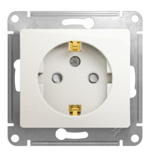 Розетка Systeme Electric GLOSSA, скрытый монтаж, с заземлением, со шторками, перламутр