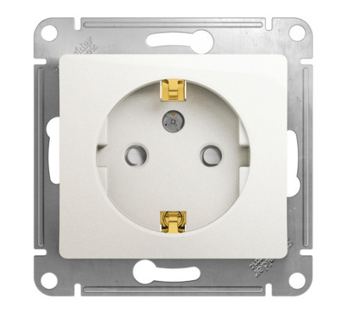Розетка Systeme Electric GLOSSA, скрытый монтаж, с заземлением, со шторками, перламутр