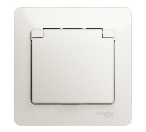 Розетка Systeme Electric GLOSSA, скрытый монтаж, с заземлением, с крышкой, со шторками, перламутр
