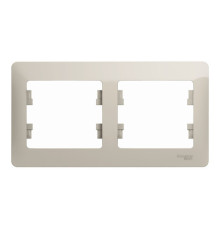 Рамка 2 поста Systeme Electric GLOSSA, горизонтальная, молочный