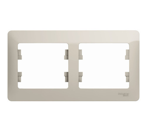 Рамка 2 поста Systeme Electric GLOSSA, горизонтальная, молочный