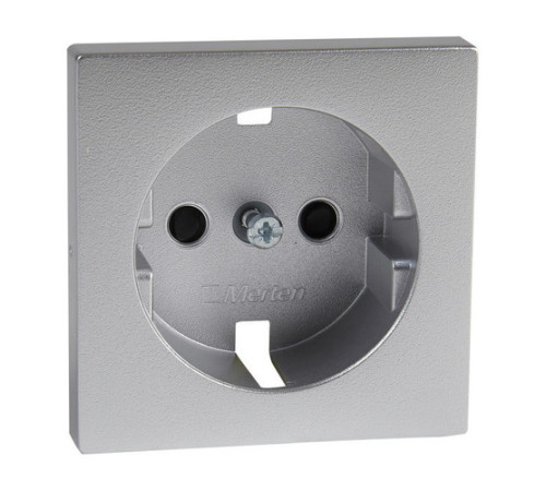 Накладка на розетку Schneider Electric MERTEN SYSTEM M, с заземлением, со шторками, алюминий