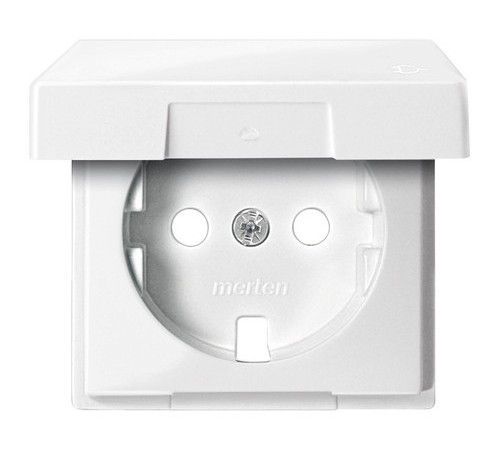 Накладка на розетку Schneider Electric MERTEN SYSTEM M, с заземлением, с крышкой, полярно-белый