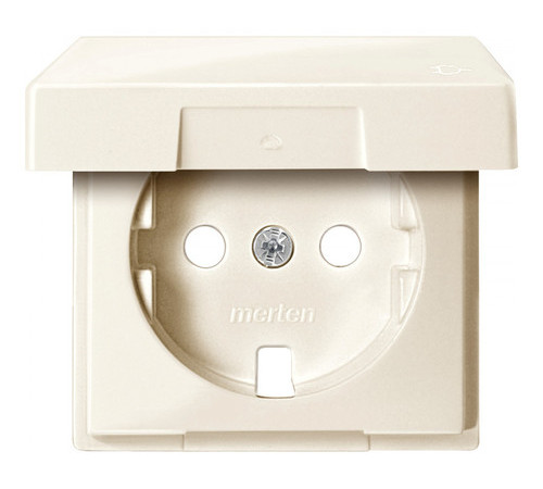 Накладка на розетку Schneider Electric MERTEN SYSTEM M, с заземлением, с крышкой, бежевый