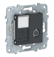 Розетка TV+RJ45 Cat.6 Schneider Electric UNICA NEW, одиночная, антрацит