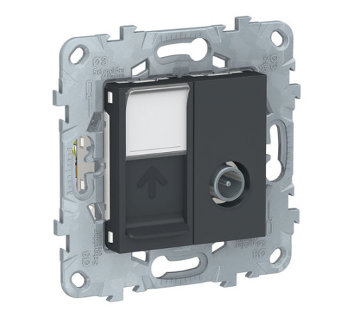 Розетка TV+RJ45 Cat.6 Schneider Electric UNICA NEW, одиночная, антрацит