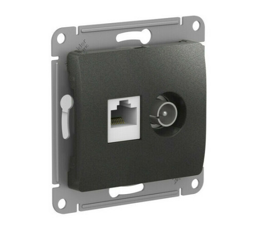 GLOSSA РОЗЕТКА двойная ТВ + компьютерная RJ45, кат. 5Е, механизм, АНТРАЦИТ
