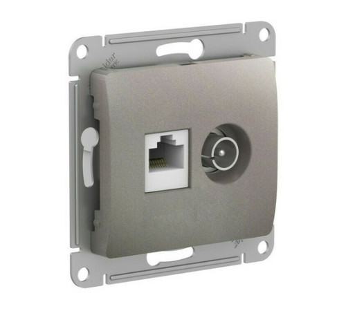 GLOSSA РОЗЕТКА двойная ТВ + компьютерная RJ45, кат. 5Е, механизм, ПЛАТИНА