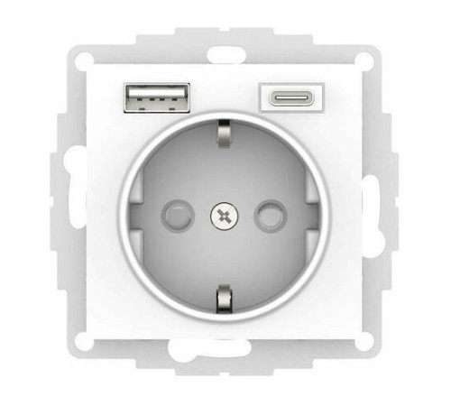 AtlasDesign РОЗЕТКА 16А с 2 USB A+C, мех, БЕЛЫЙ