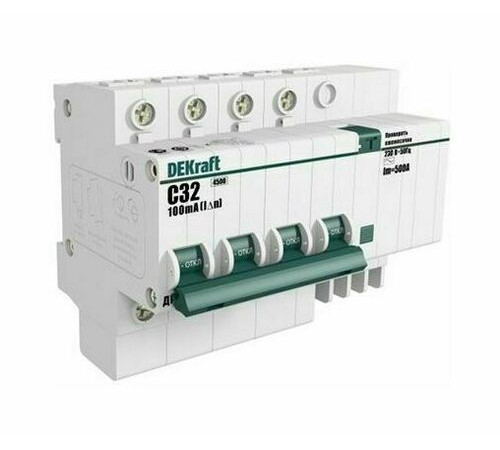 Дифавтомат DEKraft ДИФ-101 4P 16А (C) 4.5 кА, 30 мА ( AC ), 15020DEK