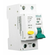 Дифавтомат DEKraft ДИФ-103 1P+N 25А (C) 6 кА, 30 мА ( A ), 16231DEK