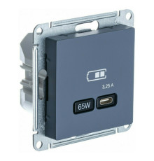 Розетка USB type C Systeme Electric ATLASDESIGN, скрытый монтаж, грифель, ATN000727