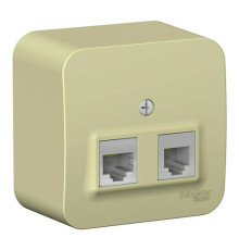 Розетка телефонная+компьютерная RJ11+RJ45 Systeme Electric BLANCA, открытый монтаж, бежевый, BLNIA045117