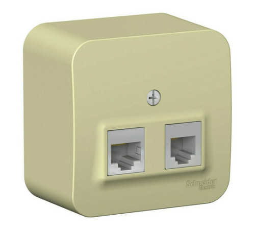 Розетка телефонная+компьютерная RJ11+RJ45 Systeme Electric BLANCA, открытый монтаж, бежевый, BLNIA045117