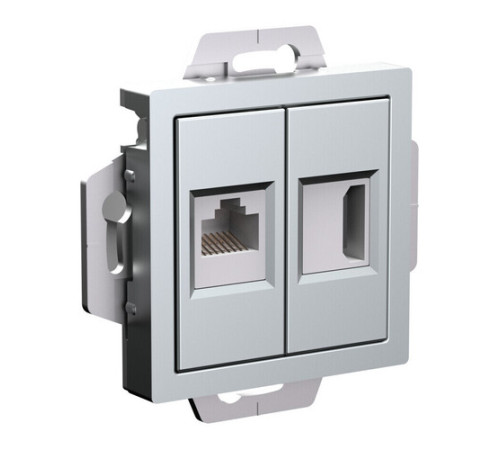 Розетка HDMI+RJ45 Systeme Electric ATLASDESIGN, скрытый монтаж, алюминий, ATN000382