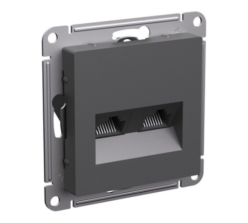 Розетка компьютерная 2xRJ45 Systeme Electric ATLASDESIGN, скрытый монтаж, базальт, ATN001485