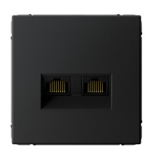 Розетка компьютерная 2xRJ45 Systeme Electric ARTGALLERY, скрытый монтаж, карбон, GAL001088