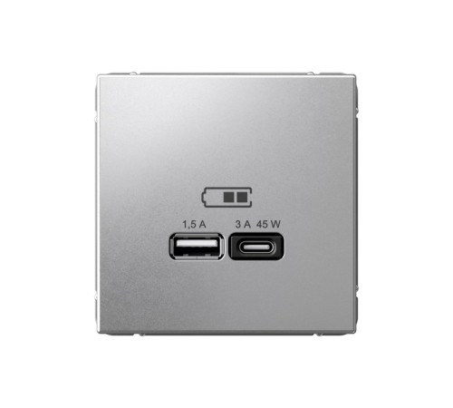 Розетка USB+USB type C Systeme Electric ARTGALLERY, скрытый монтаж, алюминий