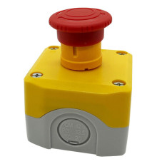 Systeme Electric Кнопочный пост SALK178, 1 отверстие, желтый с кнопкой аварийного останова