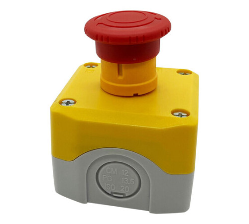 Systeme Electric Кнопочный пост SALK178, 1 отверстие, желтый с кнопкой аварийного останова