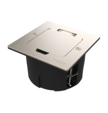 Systeme Elecrtic MultiDesk Никель Лючок на 2 модуля IP44 с монтажной коробкой для стены, фальшпола, стола, тип MDK20