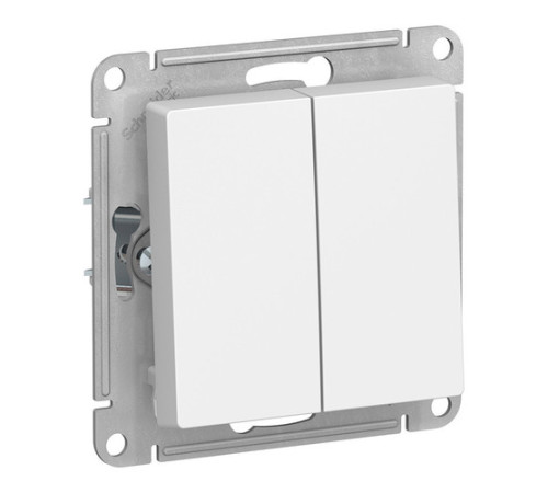 Выключатель 2-клавишный Systeme Electric ATLASDESIGN, скрытый монтаж, белый