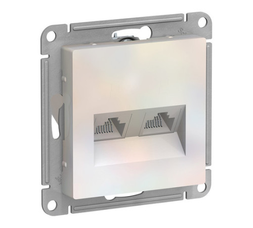 Розетка компьютерная 2xRJ45 Cat.5 Systeme Electric ATLASDESIGN, жемчуг