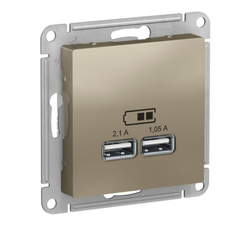 Розетка 2xUSB Systeme Electric ATLASDESIGN, шампань