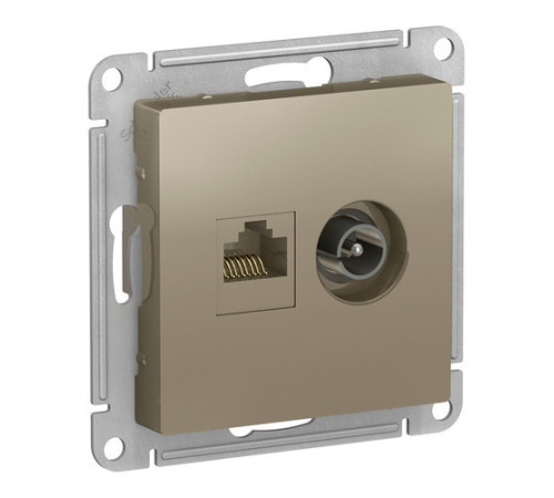 Розетка TV+RJ45 Cat.5 Systeme Electric ATLASDESIGN, оконечная, шампань