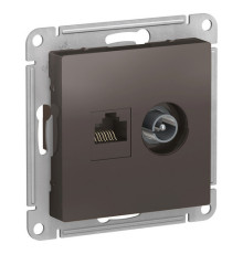 Розетка TV+RJ45 Cat.5 Systeme Electric ATLASDESIGN, оконечная, мокко