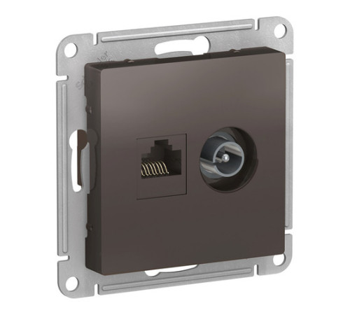 Розетка TV+RJ45 Cat.5 Systeme Electric ATLASDESIGN, оконечная, мокко