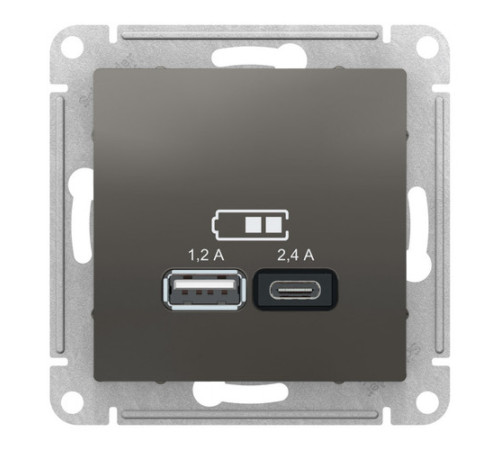 Розетка 2xUSB Systeme Electric ATLASDESIGN, сталь