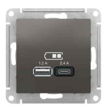 Розетка 2xUSB Systeme Electric ATLASDESIGN, сталь