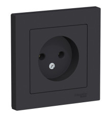 Розетка Systeme Electric ATLASDESIGN, скрытый монтаж, без заземления, карбон