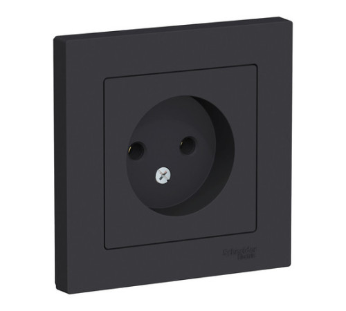 Розетка Systeme Electric ATLASDESIGN, скрытый монтаж, без заземления, карбон