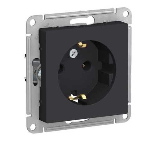 Розетка Systeme Electric ATLASDESIGN, скрытый монтаж, с заземлением, карбон