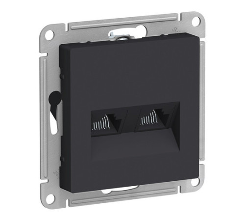 Розетка компьютерная 2xRJ45 Cat.5 Systeme Electric ATLASDESIGN, карбон
