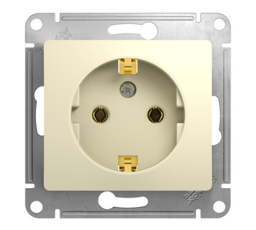 Розетка Systeme Electric GLOSSA, скрытый монтаж, с заземлением, бежевый