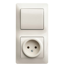 Блок: выключатель 1-клавишный и розетка Systeme Electric GLOSSA, скрытый монтаж, бежевый