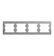 Рамка 4 поста Systeme Electric GLOSSA, горизонтальная, алюминий