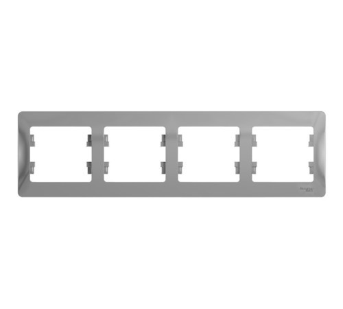 Рамка 4 поста Systeme Electric GLOSSA, горизонтальная, алюминий