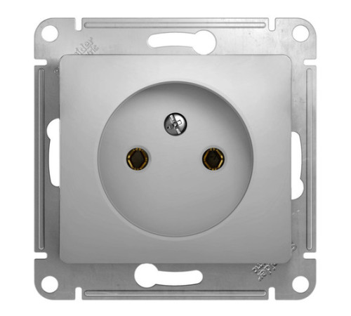 Розетка Systeme Electric GLOSSA, скрытый монтаж, без заземления, алюминий