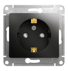 Розетка Systeme Electric GLOSSA, скрытый монтаж, с заземлением, со шторками, антрацит