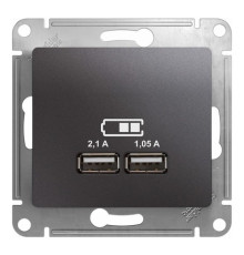 Розетка 2xUSB Systeme Electric GLOSSA, графит