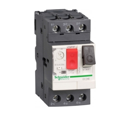 Силовой автомат для защиты двигателя Schneider Electric TeSys GV2 0.25А 3P, термомагнитный расцепитель
