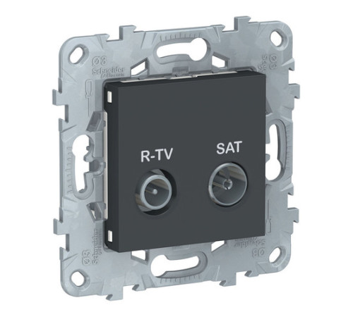 Розетка TV-FM-SAT Schneider Electric UNICA NEW, проходная, антрацит
